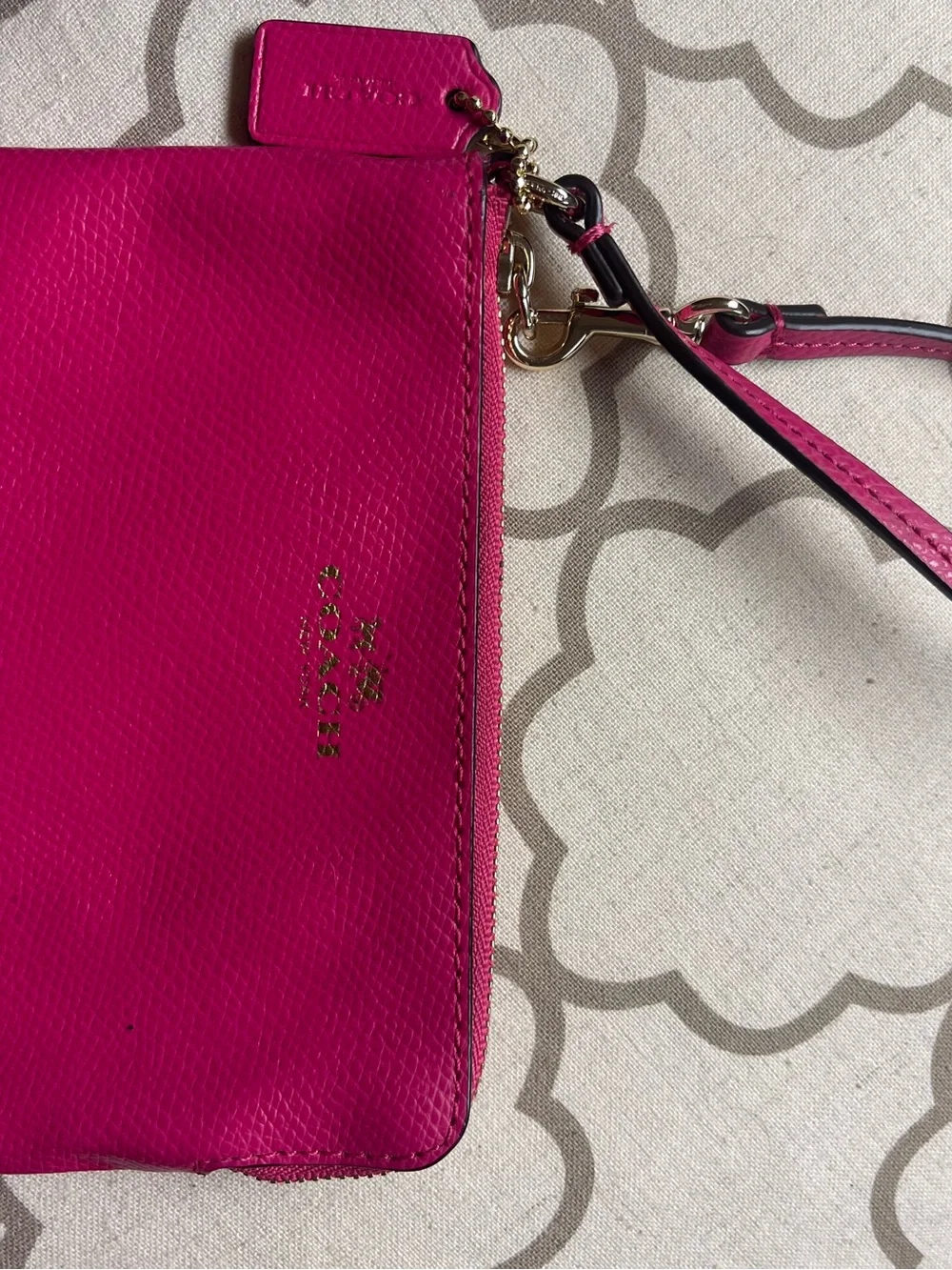 Coach Bright Fuchsia Leather Wristlet